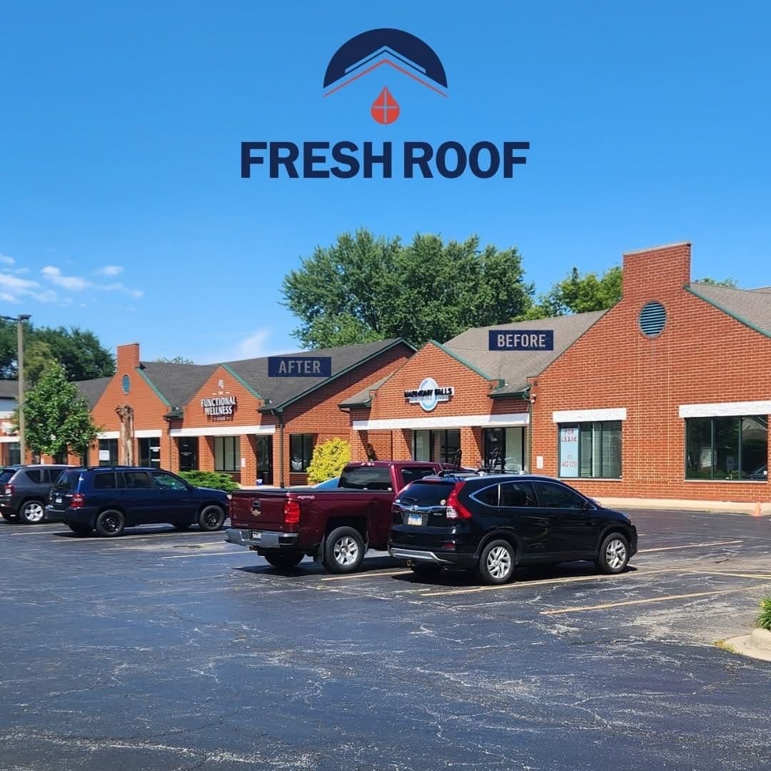 Before and After Roof Rejuvenation on a Commercial Strip Center image